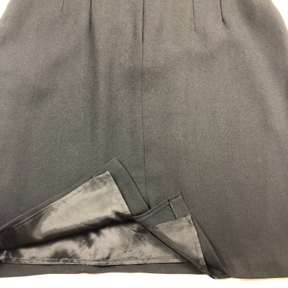 Laura Ashley Vintage Black Wool Sheath Dress Old Money Quiet Luxury Minimalist - Picture 13 of 16